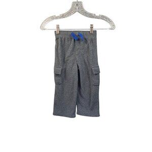 Garanimals 3T Charcoal Gray Fleece Cargo Pants‎ Toddler Boy Blue Drawstring